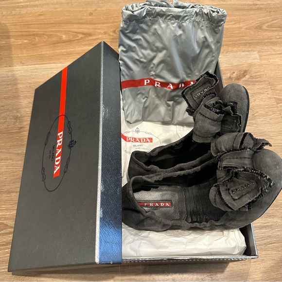 Prada Suede ballet flats with Bow size 37 1/2 - Picture 2 of 15